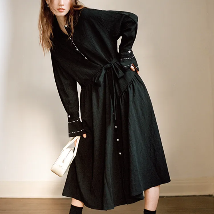 Even Vintage A-Line Skirt Dress Black-4