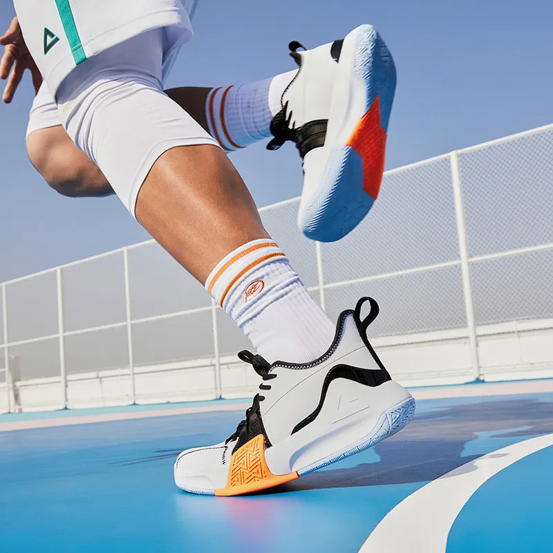 PEAK Surprise 1.0 Mid-Top Power Performance Basketball Shoes All White/Black-8