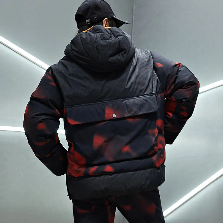 Kappa Colorblock Letter Hooded Down Jacket Unisex-3
