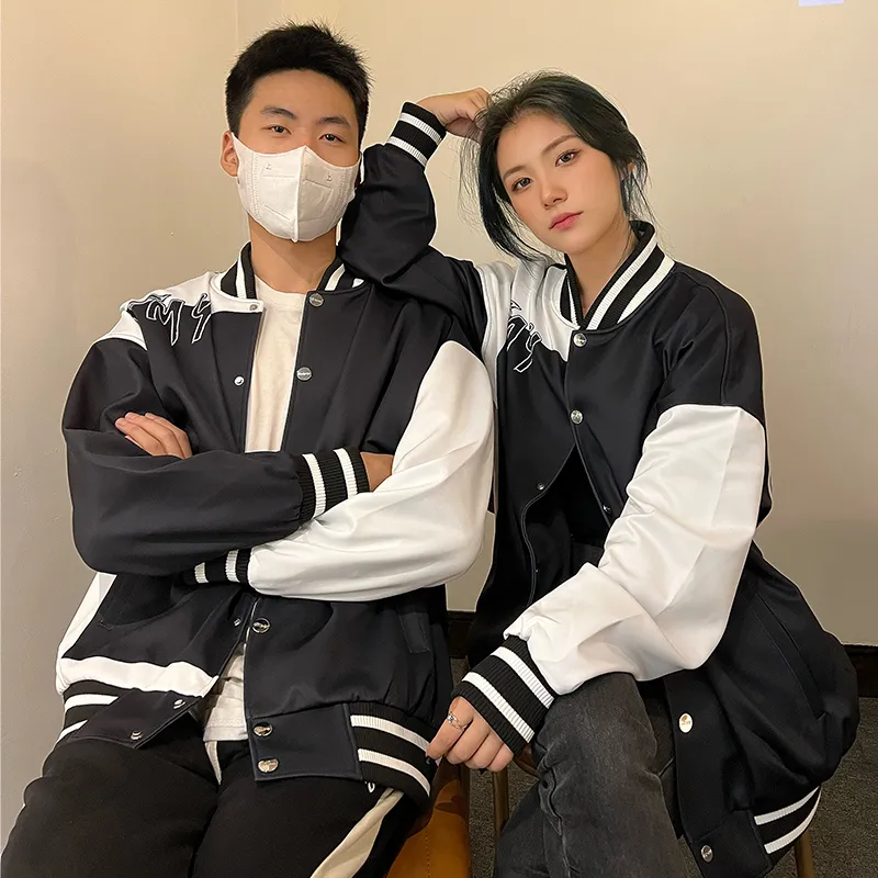 FireMonkey Baseball Jacket Unisex Black White-2