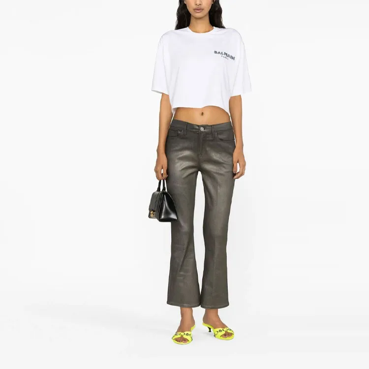 BALMAIN Logo Printed Cropped T Shirt-1