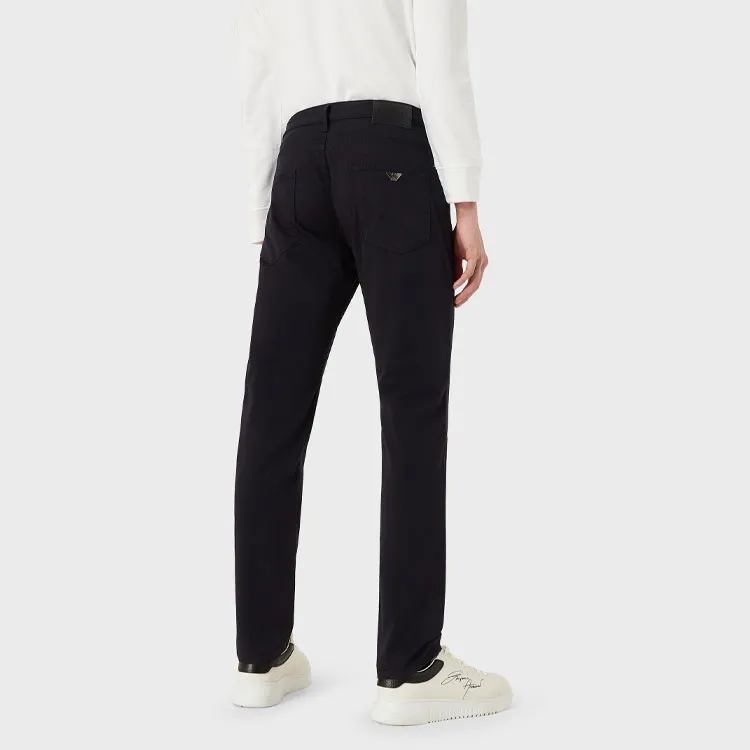 EMPORIO ARMANI Logo Plaque Stretched Denim Jeans-4