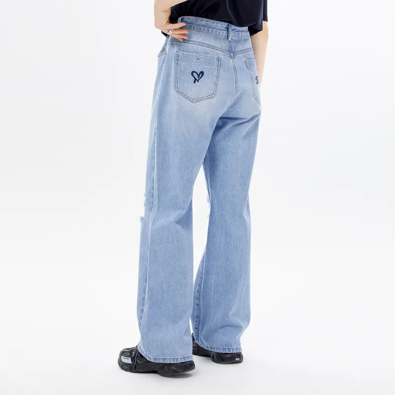 I'M ONE Ripped Pants Jeans Fall Women's-3