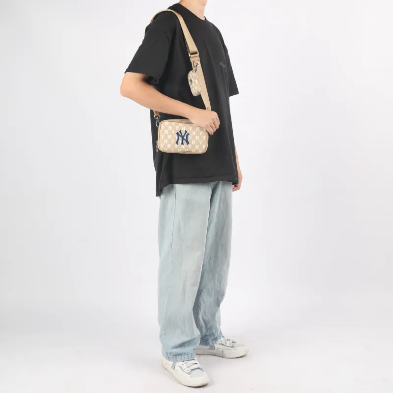 MLB Monogram Collection Polyester Camera Bag Combo Bag Crossbody Bag Shoulder Bag Unisex Khaki-7
