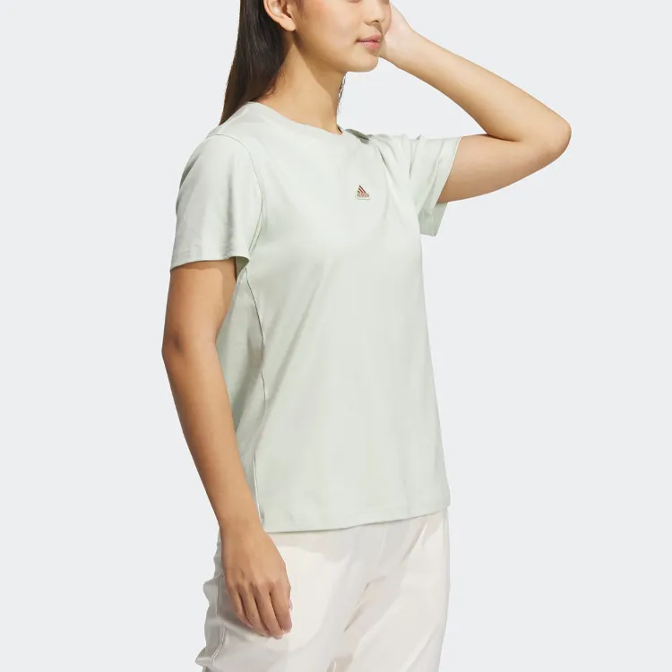 Adidas Drop Shoulder Sleeve T Shirt Women's Linen Green-3