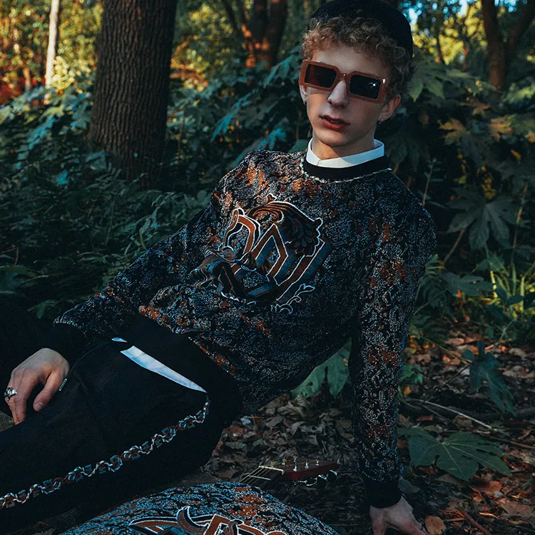 DAVID NAMAN Sweatshirts Men Leopard Print-2