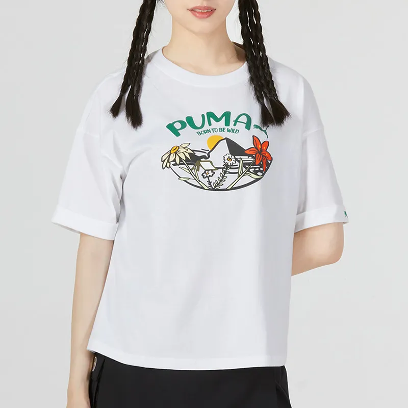 PUMA Drop Shoulder Sleeve T Shirt Women's White-2