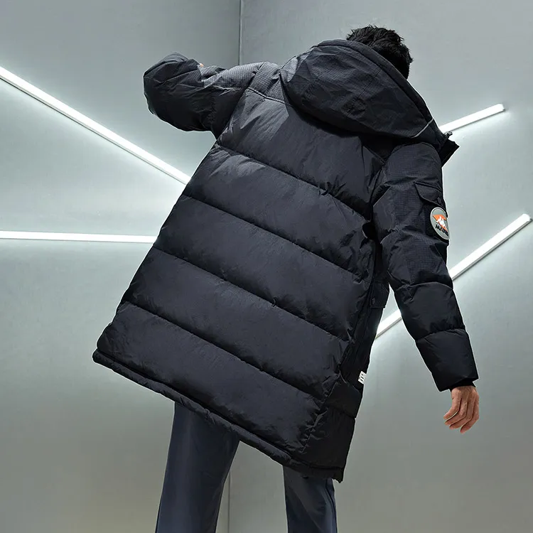 Kappa Colorblock Letter Hooded Mid Length Down Jacket Unisex-10