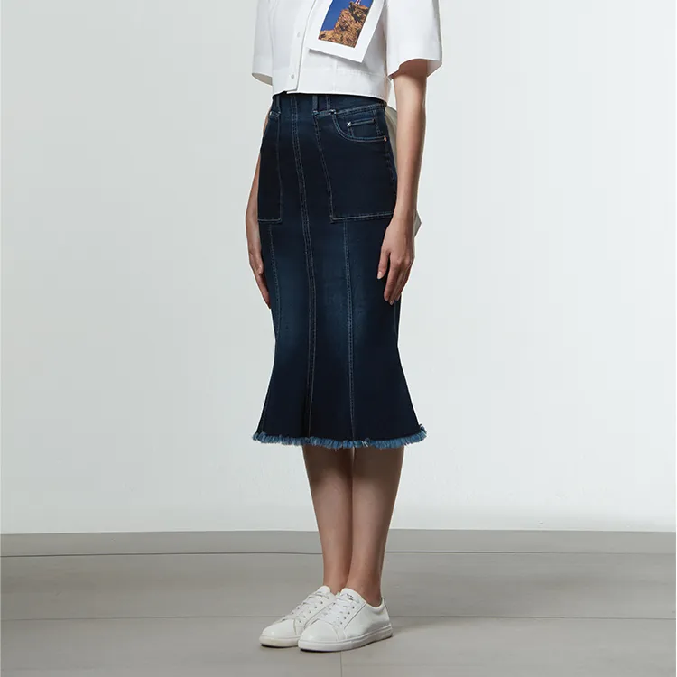 CM Denim Short Skirts Women's Navy Blue-4