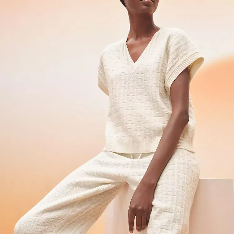 HERMES SS23 Cashmere Sweater Women's Gray White-2