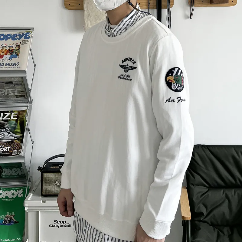 VIP Crew Neck Loose Fit Sweatshirt Unisex White-5