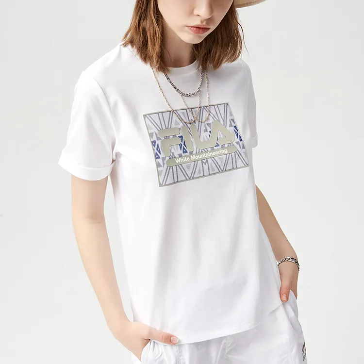 White Mountaineering X FILA FUSION FILA FUSION Hakusan L Collaboration Collection T Shirts Women's Standard White-4