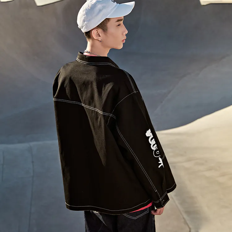 Kappa Denim Jacket Winter And Fall Men's Black-3