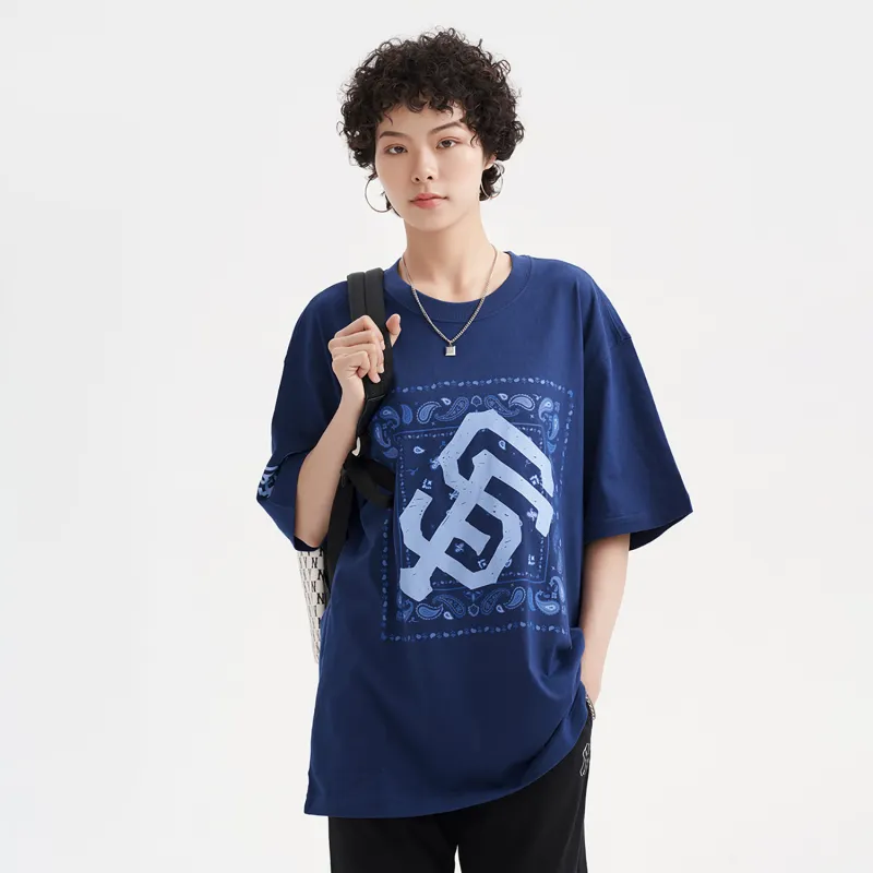 MLB Set in Sleeve T Shirt Unisex Navy Blue-2