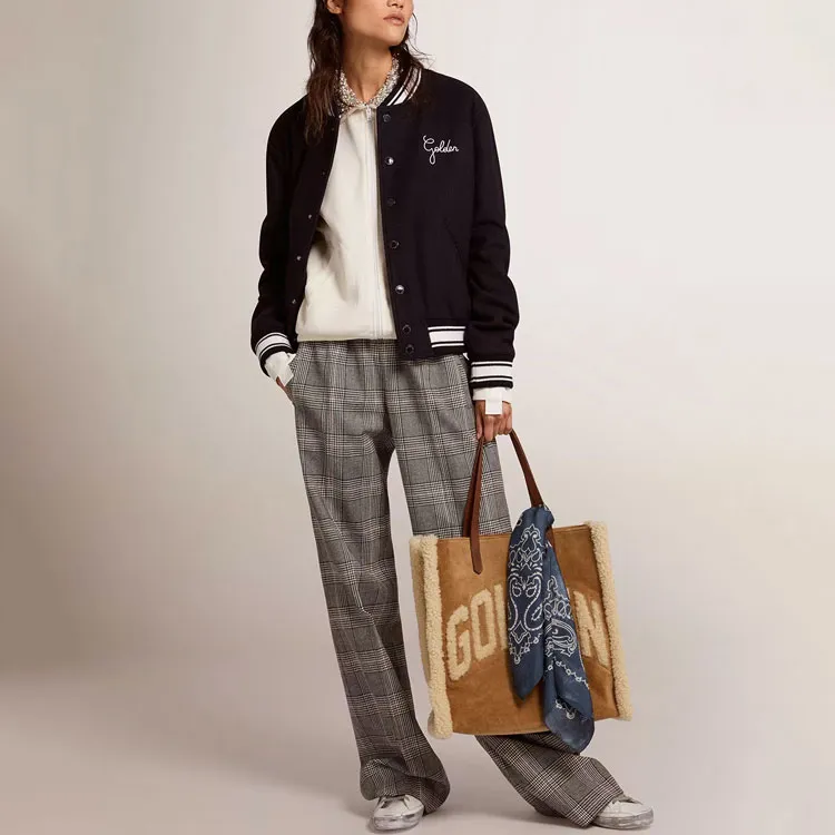 Golden Goose Logo Embroidered Striped Baseball Jacket-1