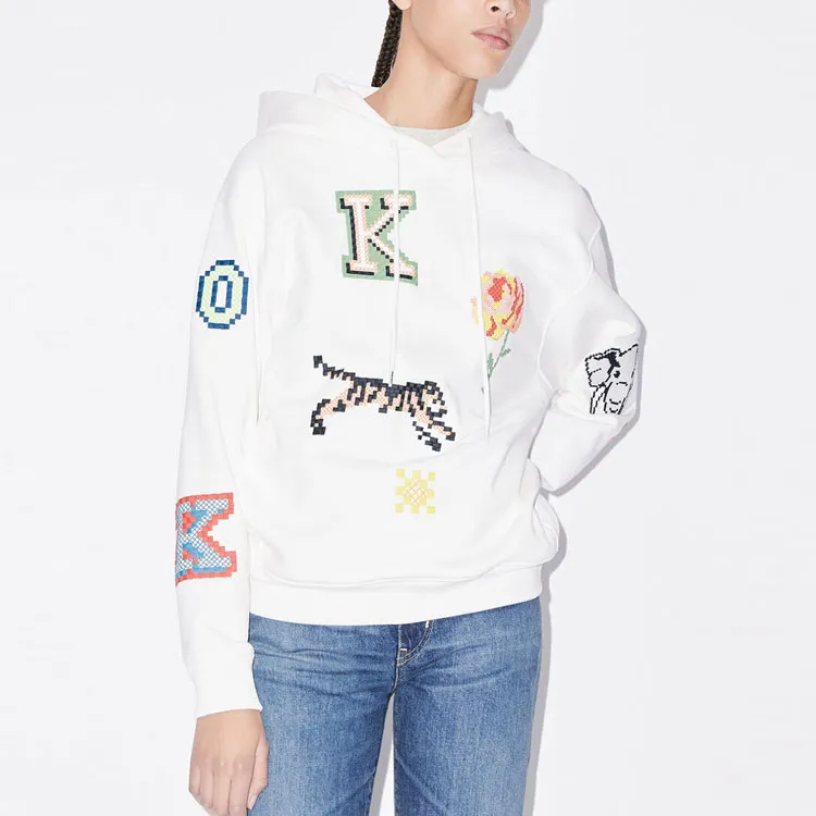 KENZO Pixel Hoodie 'Off White'-3