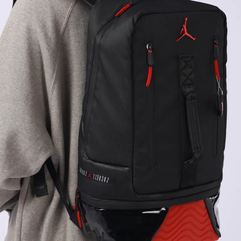 Jordan Fabric Basketball Bag Backpack Regular Unisex Bred Black Red/Red-5