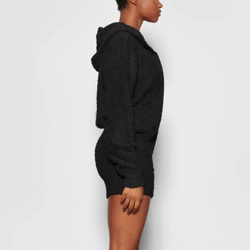 Skims Cozy Knit Zip Up Hoodie Onyx-2
