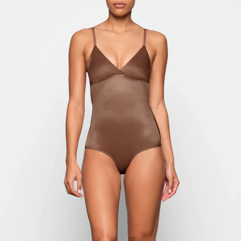 SKIMS BARELY THERE BODYSUIT BRIEF W/SNAPS Bodysuits Women's Camel JASPER-1