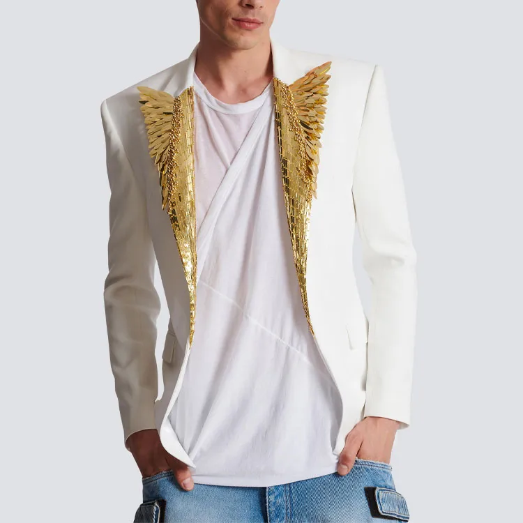 BALMAIN FW22 Business Suits Coats Men's White-3