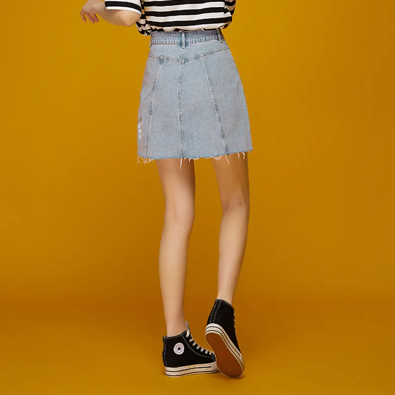 LALABOBO Denim Short Skirts Women's Light Blue-5