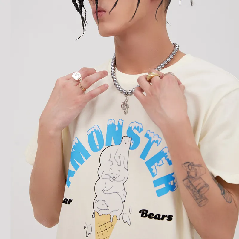 AMONSTER Straight T-Shirt Unisex Milk Tea Beige-2