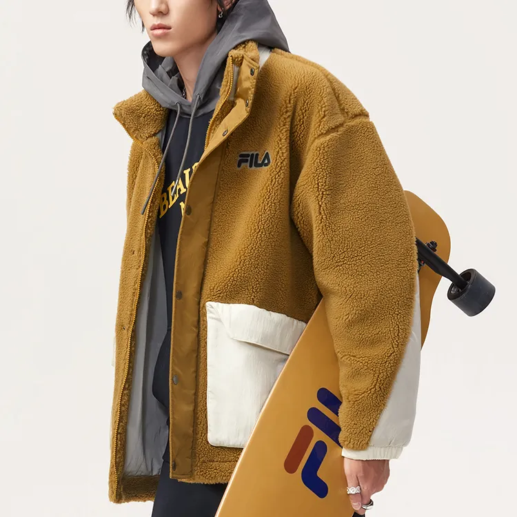 FILA FUSION TOKYO STUDIO Velvet Jackets Men Umber Brown-4