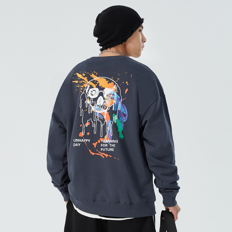 OLRIK Sweatshirts Unisex Gray Blue M - POIZON