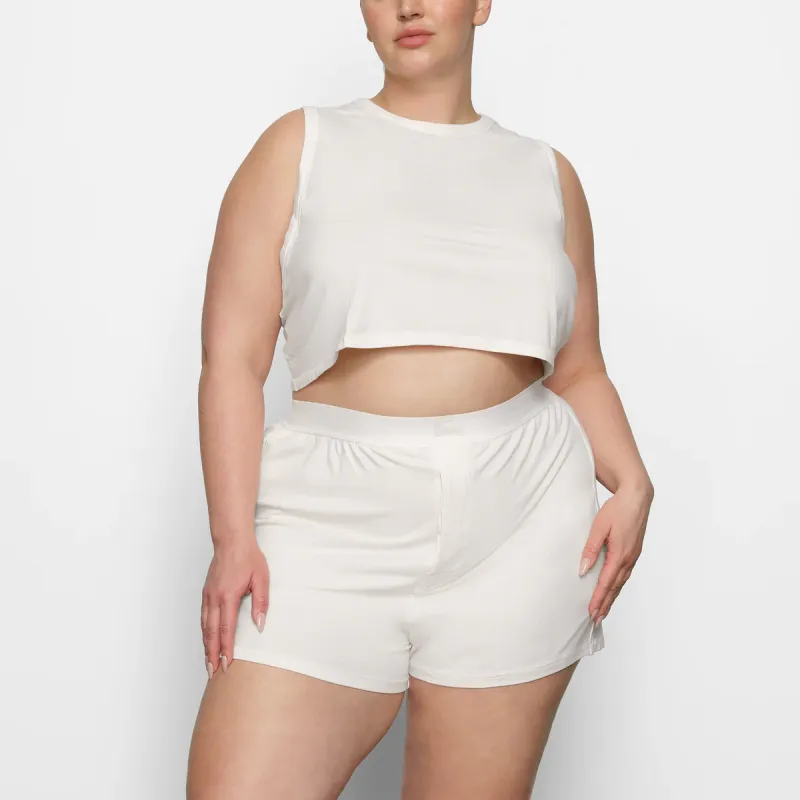 SKIMS Boyfriend Loose Boxer Casual Shorts Women's Marble/White-3