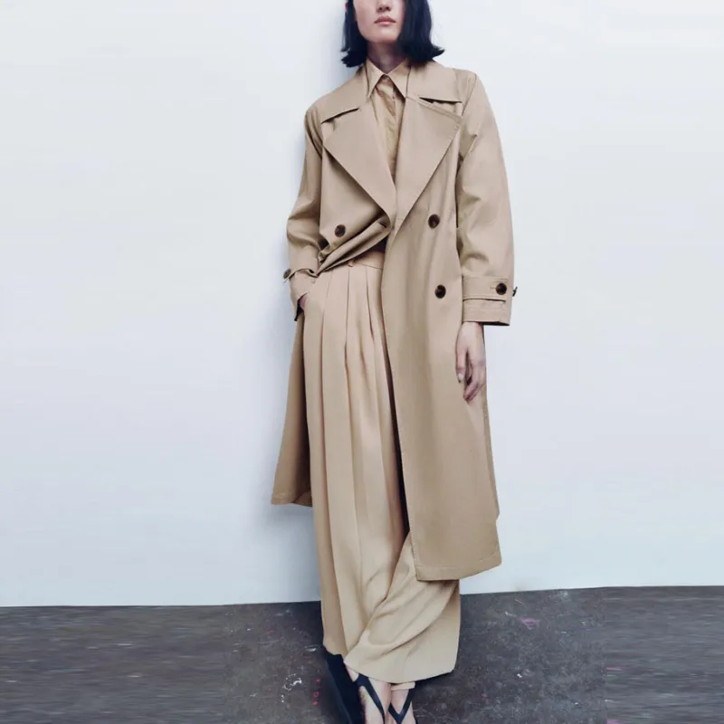 ZARA Trench Coats Women's Beige-3