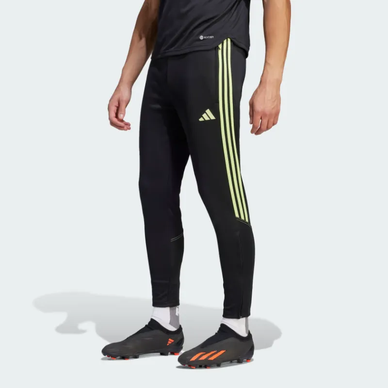 Adidas Knitted Sweatpants Men Yellow Stripes Black-3