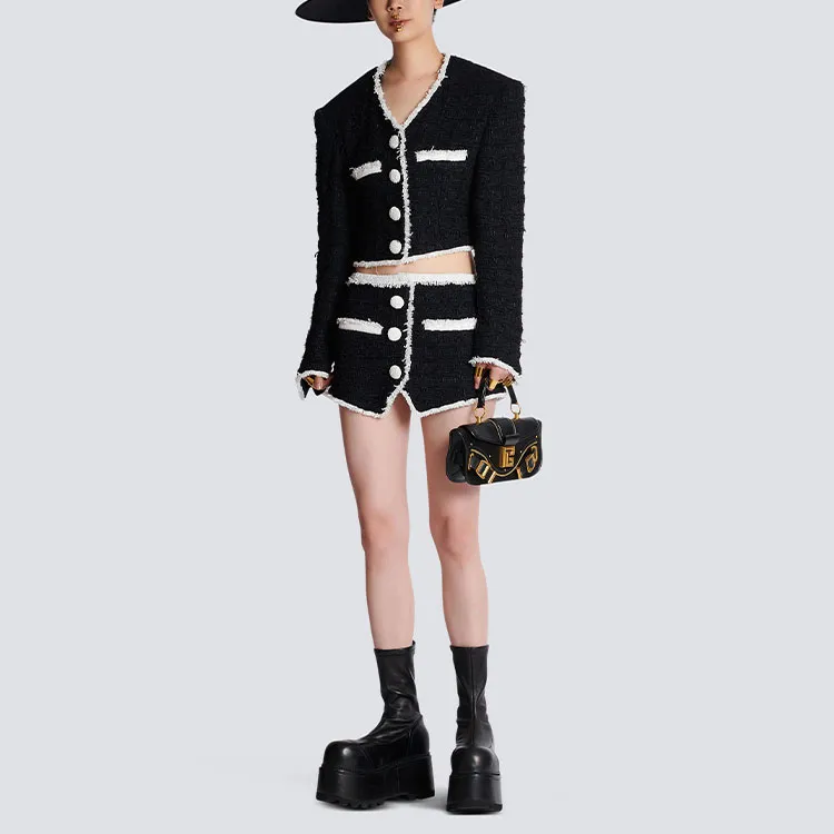 BALMAIN FW22 Cropped Coats Women's Black-1