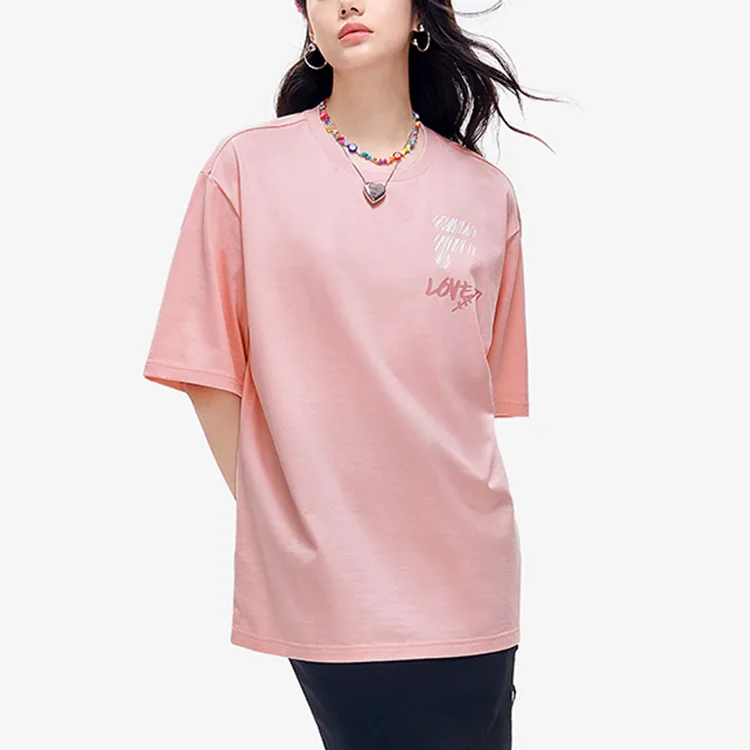 FILA FUSION Drop Shoulder Sleeve T Shirt Unisex Youth Pink-4