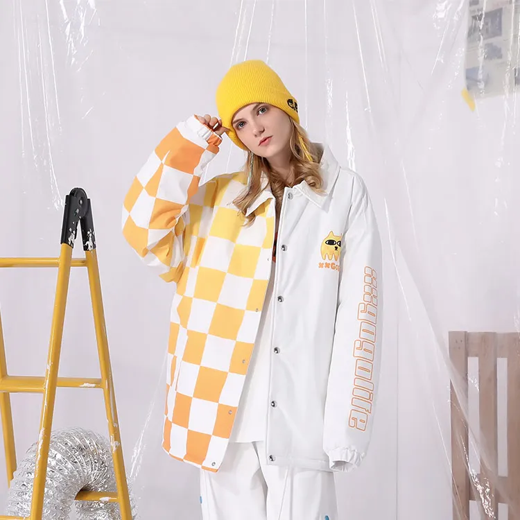 XXGOGO Cartoon Letter Lapel Loose Fit Puffer Jacket Unisex-10