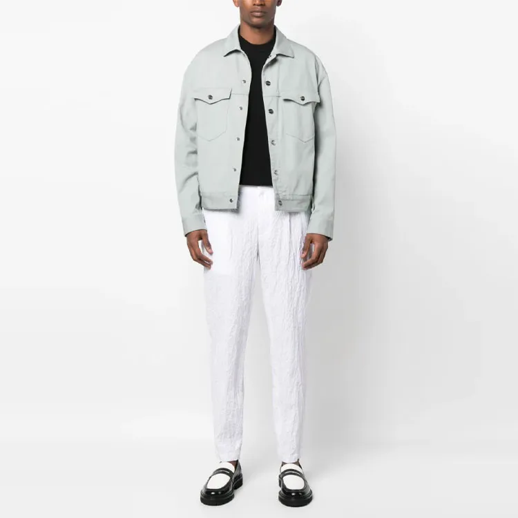 GIORGIO ARMANI Denim Jackets Men Pink Wax Green-1