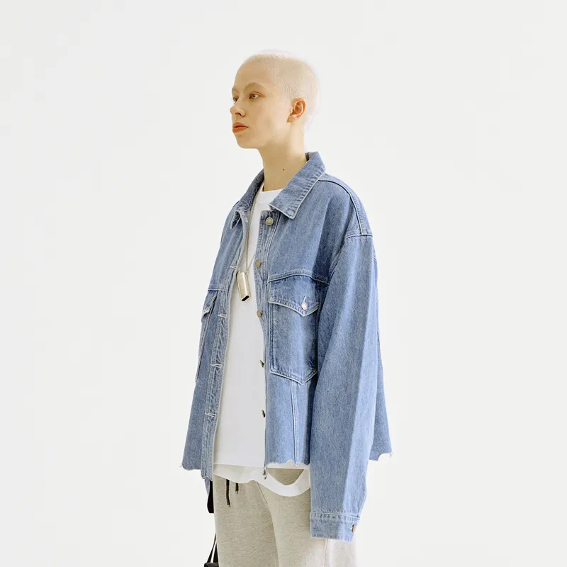 STNW Loose Fit Denim Jacket Unisex Blue-4