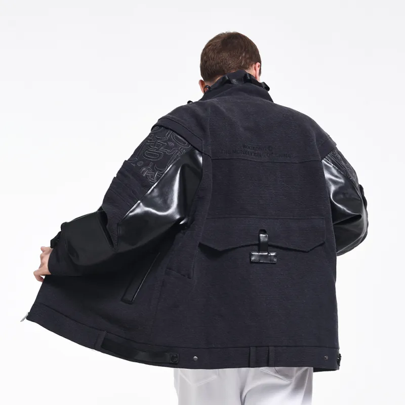 WOOKONG Loose Fit Jacket Men's Black-2