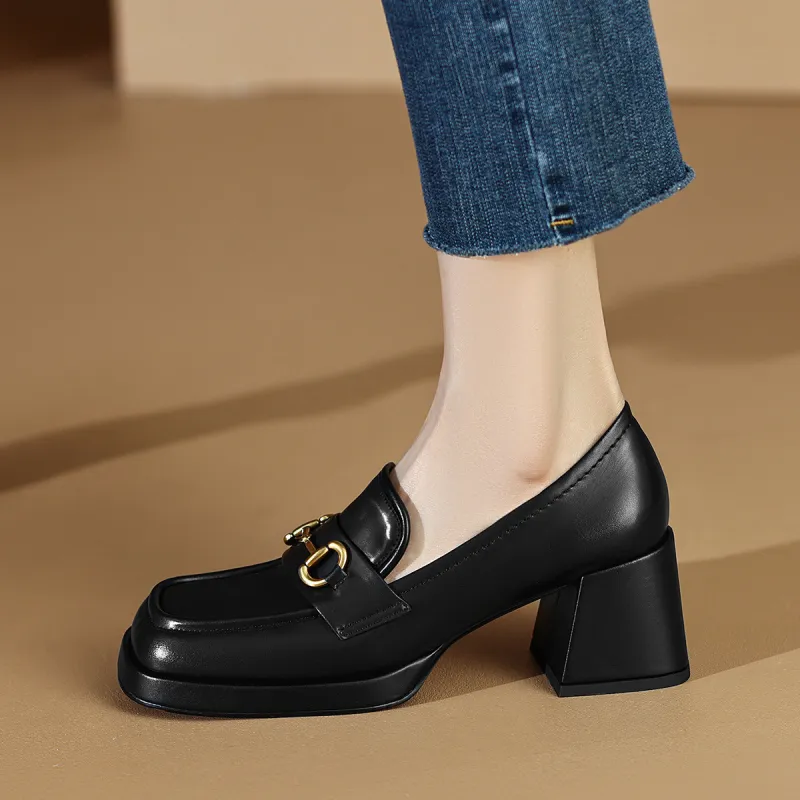 CAMEIDO Chunky Heel High Heels 6.5cm Women's Black-2