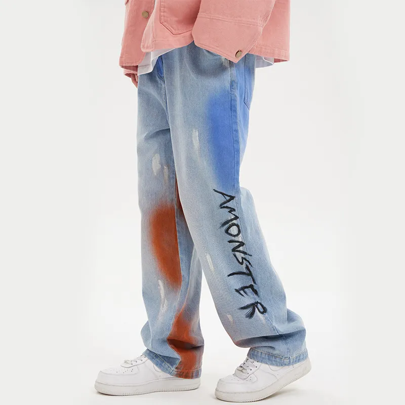 AMONSTER Straight Thin Jeans Unisex Blue-5