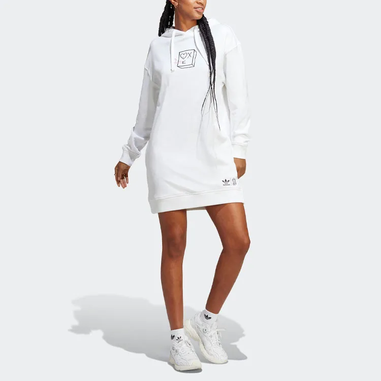 Adidas Long Sleeved Dresses Women's White-1