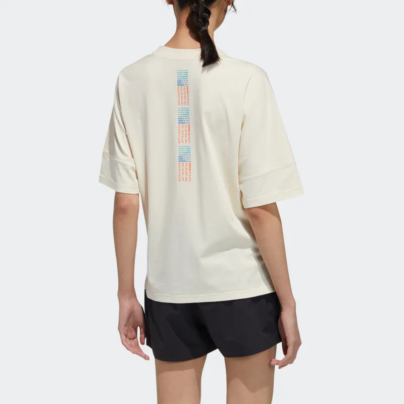 adidas Women'ss Crewneck Peaks Short-Sleeve T-Shirt Beige-3
