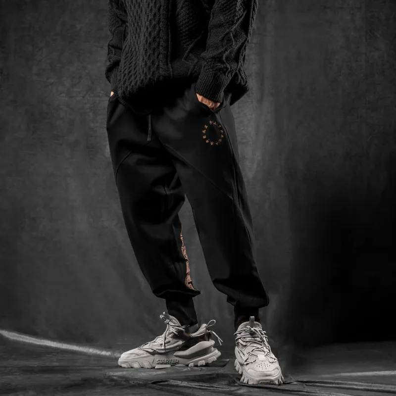 LUJIAMEN Knitted Sports Pants Men's Black-3