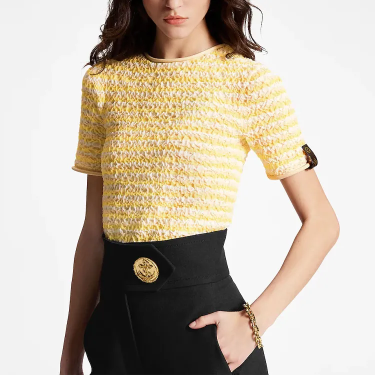 LOUIS VUITTON Crinkle Knit Striped Top-4