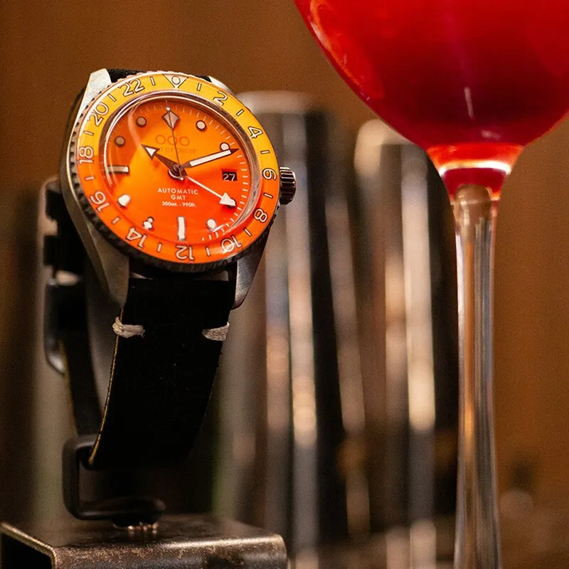 OUT OF ORDER Wrist Watch Automatic Mechanical Movement Leather Watch Bands Orange Watch Dial Unisex OOO.001 25.SOTB-1