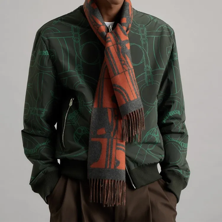HERMES Brides De Gala Cashmere Knit Scarves Men's-1
