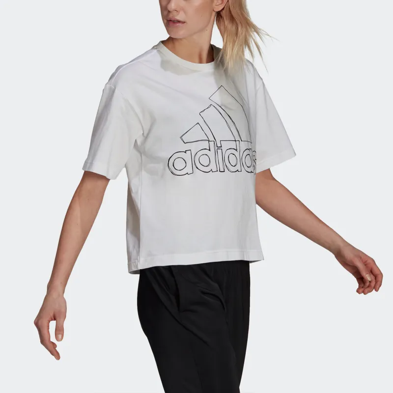 Adidas Set in Sleeve T Shirt Women's White-4