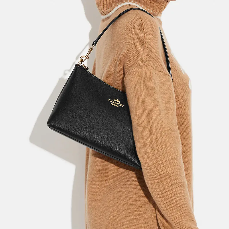 COACH Cow Leather Portable Crossbody Bag, Shoulder Bag Medium Size Women's Black-5