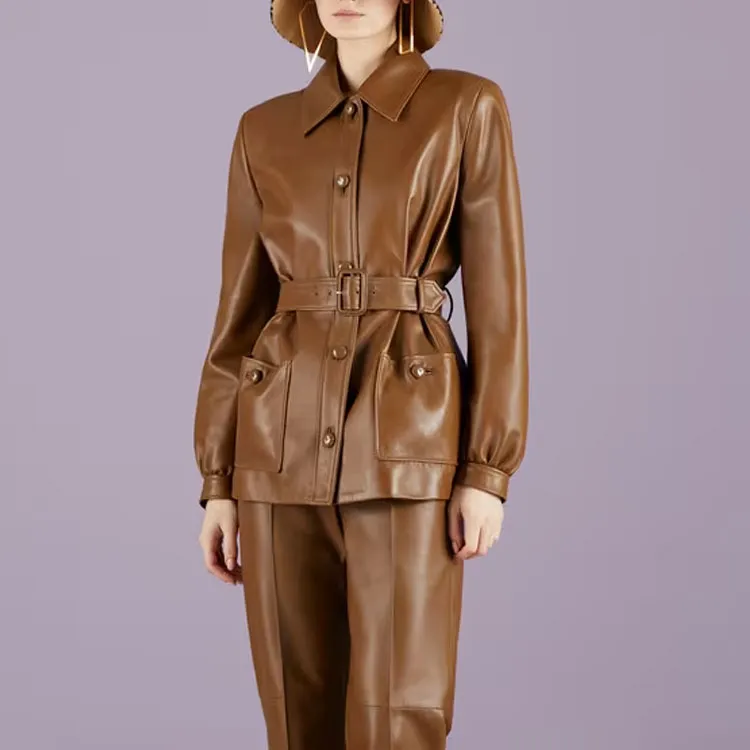 GUCCI SS23 Leather Jacket Women's Dark Brown-1
