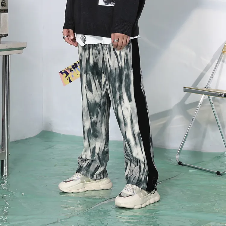GENANX Ink Tie-dye And Reflective Stripes Side Unisex Knit Sweatpants-4