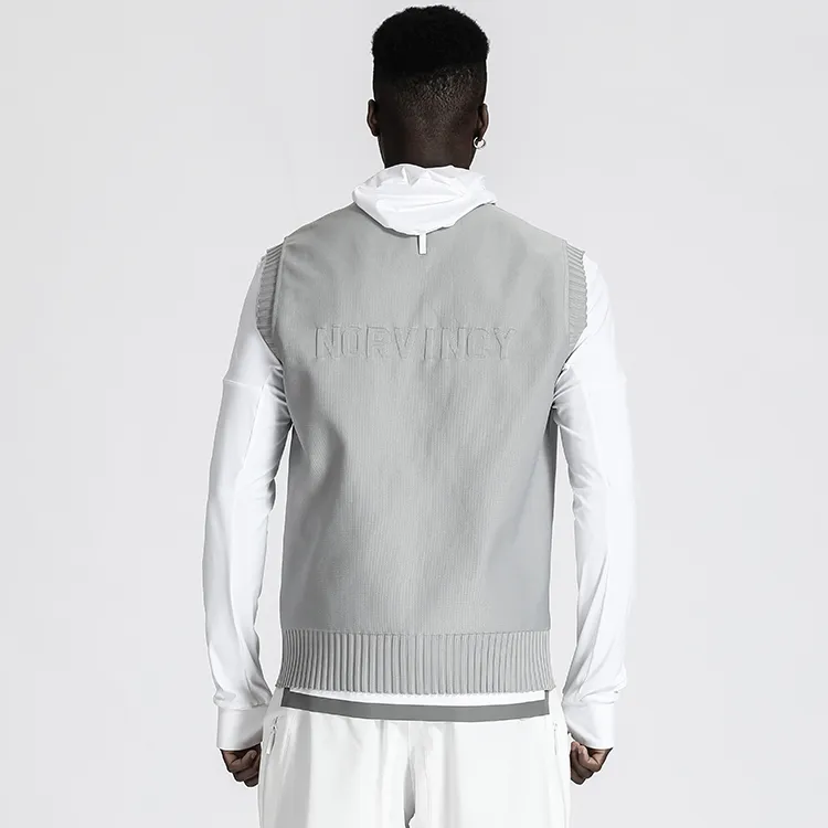 NORVINCY Crew Neck Knitted Fabric Badge Vest Unisex-5